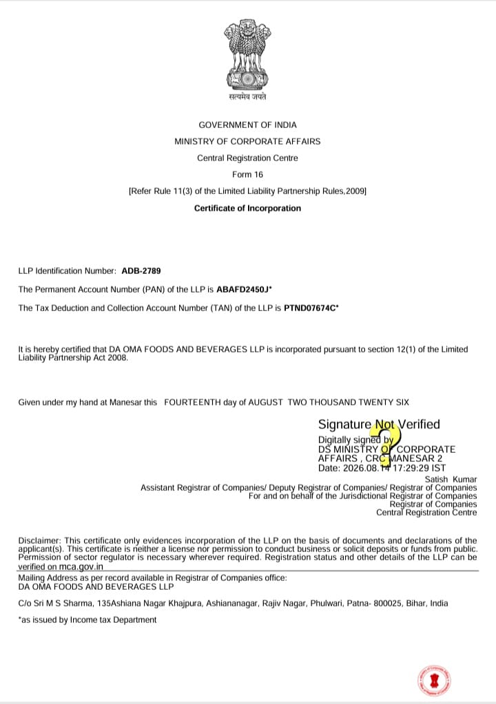 Incorporation Certificate